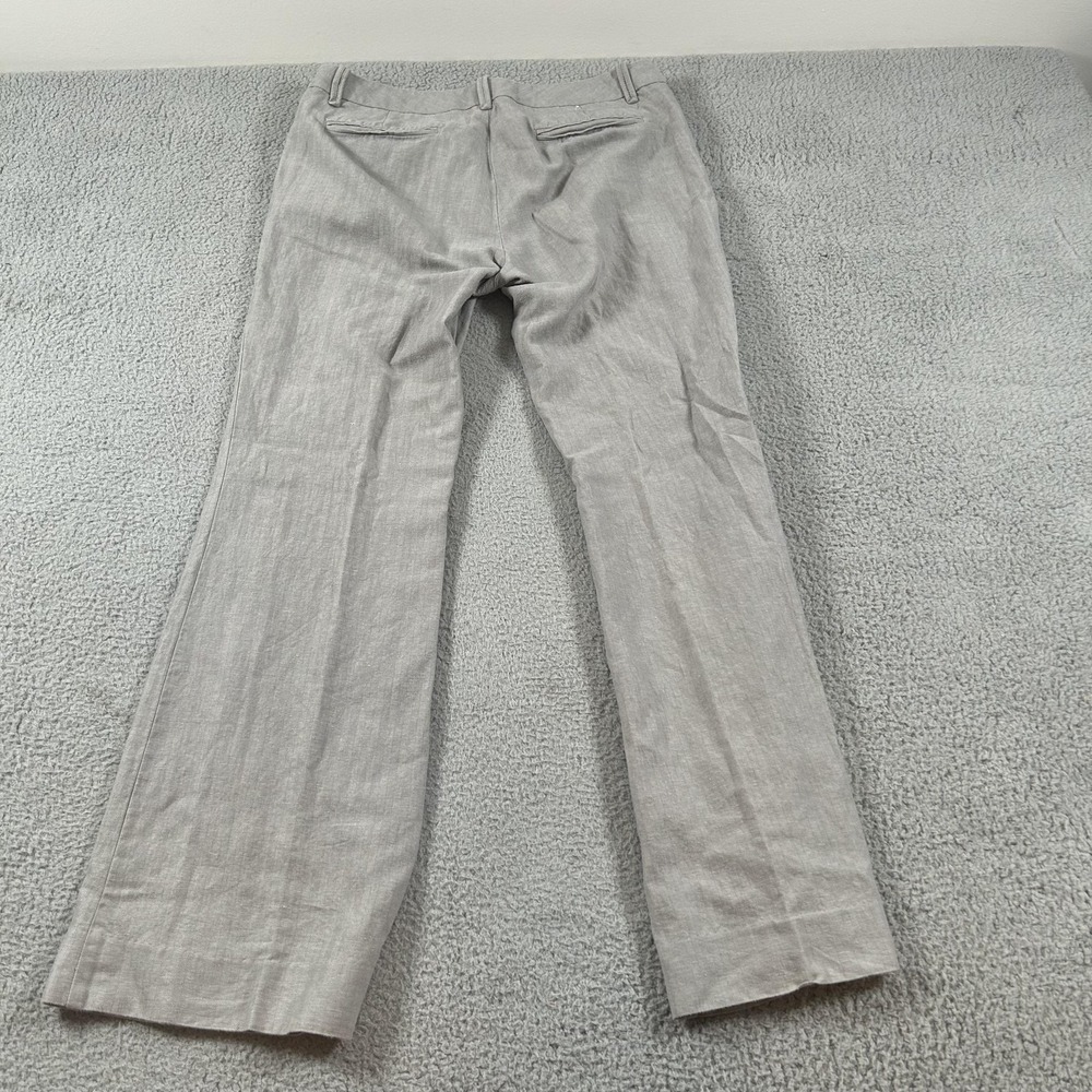 Gap Pants Womens 10 Gray Hip Slung Fit Linen Cotton Herringbone Straight Leg - Picture 2 of 16